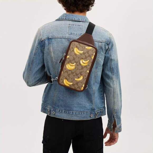 🍌 Coach Sullivan Pack In Signature Canvas With Banana Print - Picture 6 of 6